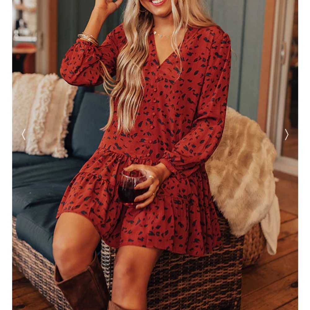 Vermont Visit Shift Dress in Rust
